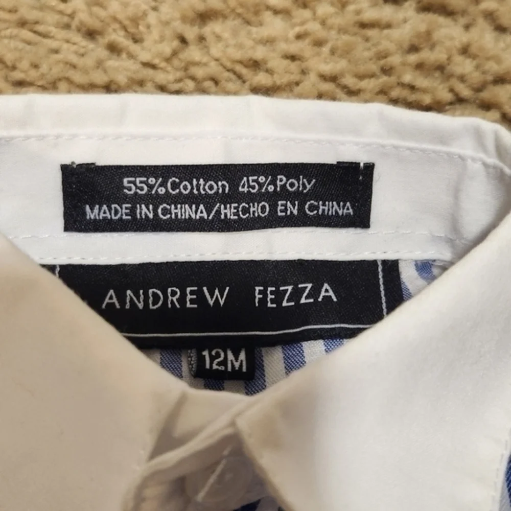 Andrew Fezza Button Down Shirt 12M Stripe Tuxedo‎ Boss Baby